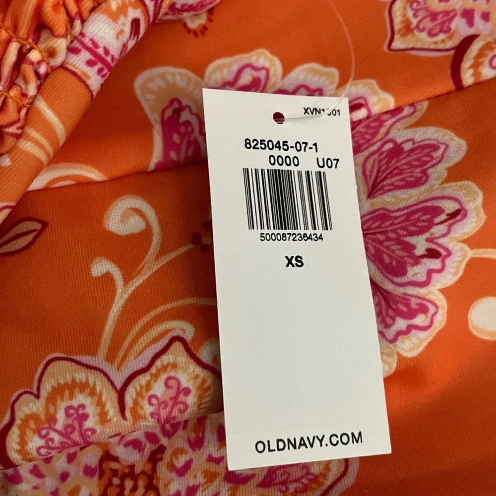 NEW Old Navy Floral One Piece Swimsuit Women's Size XS Smocked Orange NWT
